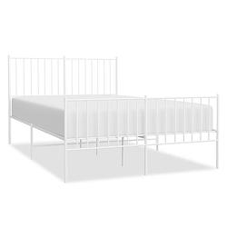 Foto van Vidaxl bedframe met hoofd- en voeteneinde metaal wit 120x200 cm