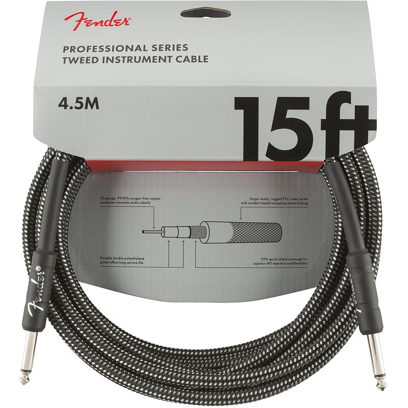 Foto van Fender professional tweed instrumentkabel 4.5 meter grijs