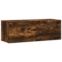 Foto van The living store zwevende wandkast - gerookt eiken - 100 x 36.5 x 35 cm - duurzaam hout - inclusief montagehandleiding