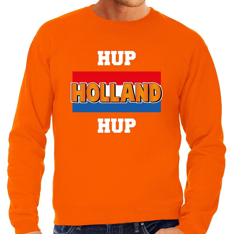 Foto van Grote maten oranje fan sweater / trui holland hup holland hup ek/ wk voor heren 4xl - feesttruien