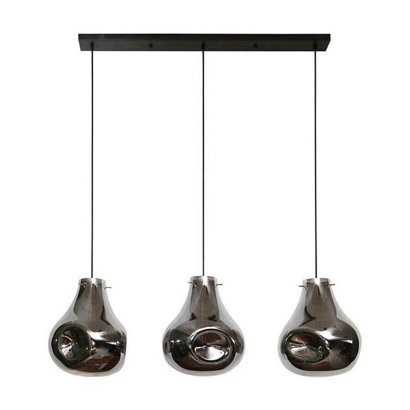 Foto van Giga meubel - hanglamp zwart - dent glas- 3-lichts - 150x115x28cm