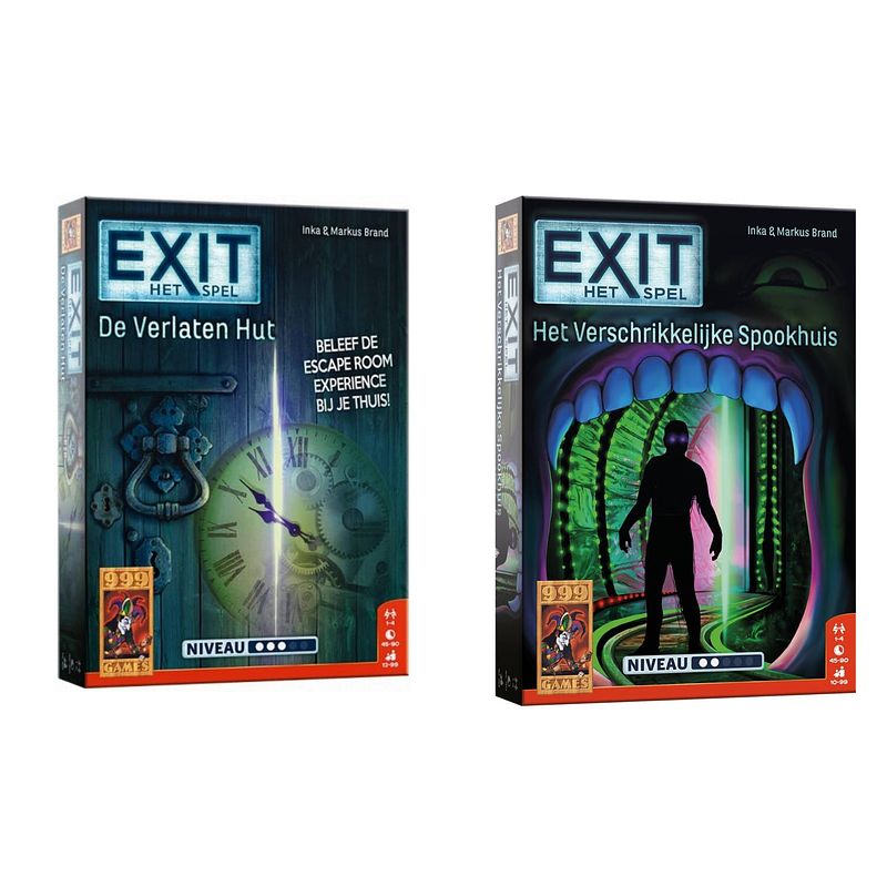Foto van Spellenbundel - 2 stuks - bordspel - exit de verlaten hut & exit het verschrikkelijke spookhuis