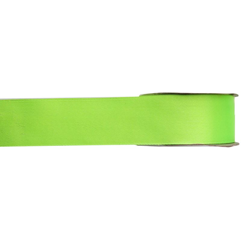 Foto van 1x hobby/decoratie lime groen satijnen sierlinten 1,5 cm/15 mm x 25 meter - cadeaulinten