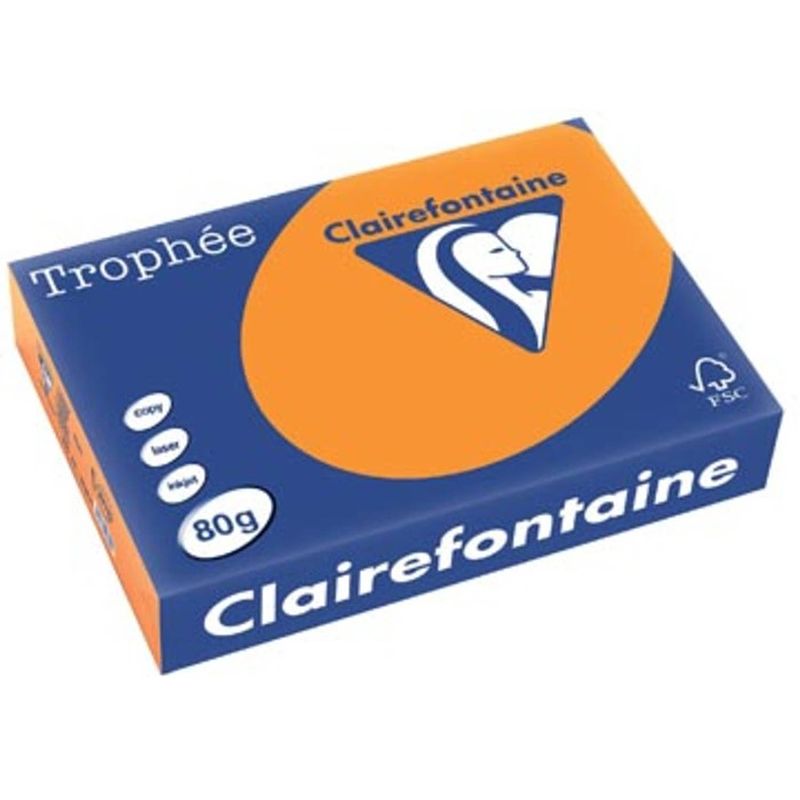 Foto van Clairefontaine trophée intens a4 fluo oranje, 80 g, 500 vel