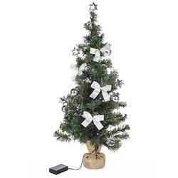 Foto van Kunstboom/kunst kerstboom inclusief kerstversiering en kerstverlichting 75 cm - kunstkerstboom