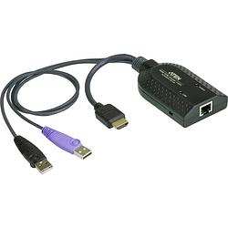 Foto van Aten kvm adapter [2x usb-a 2.0 stekker, hdmi-stekker - 1x rj45-bus] 0.20 m zwart