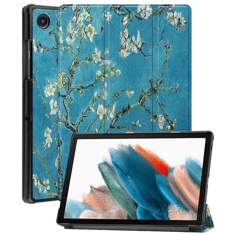 Foto van Basey samsung galaxy tab a8 hoesje kunstleer hoes case cover samsung galaxy tab a8-bloesem