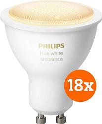 Foto van Philips hue white ambiance gu10 18-pack