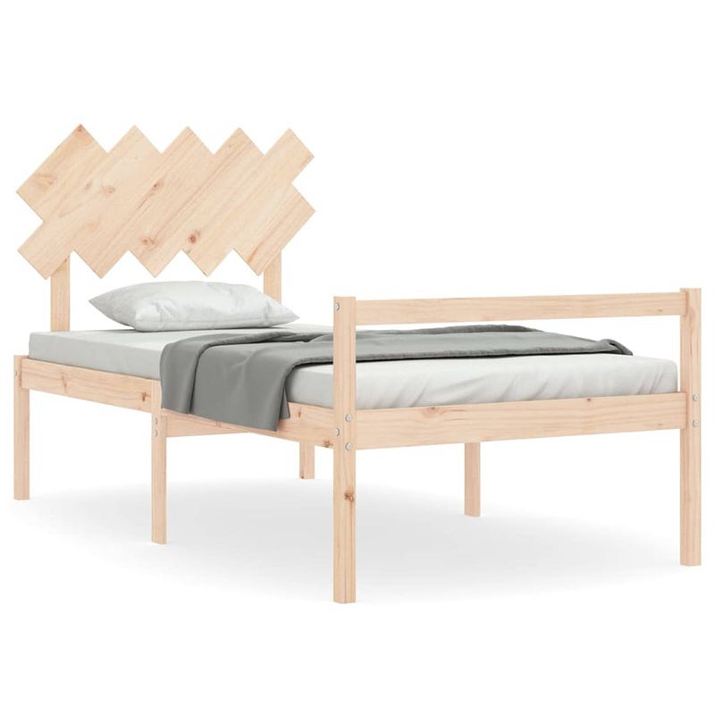 Foto van The living store massief grenenhouten bedframe - 205.5 x 105.5 x 80.5 cm - multiplex lattenbodem