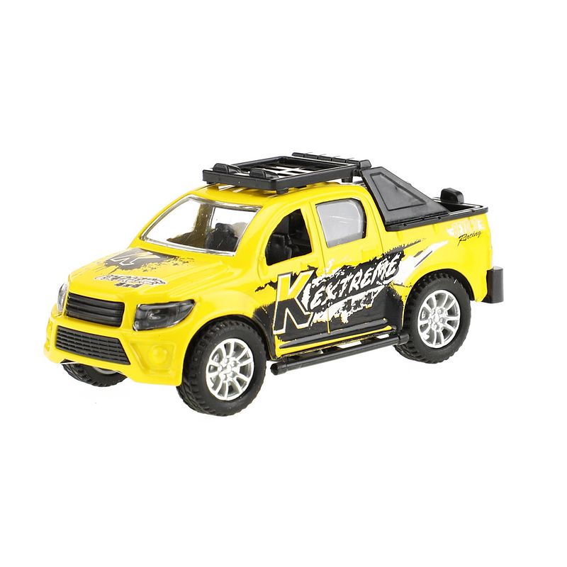 Foto van Toi-toys metal frictie 4x4 pickup 10cm geel