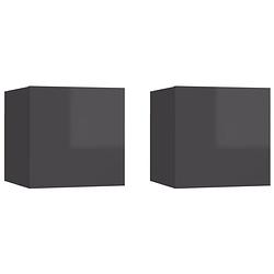 Foto van The living store televisiekastenset - hifi-kast - hoogglans grijs - 30.5 x 30 x 30 cm - deur links/rechts - materiaal-