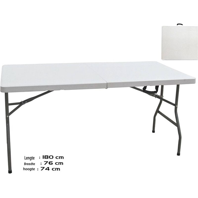 Foto van Vouwtafel opvouwbare tuin tafel picknick tafel klaptafel bbq klaptafel camping tafel draagbare 180x76x74cm wit