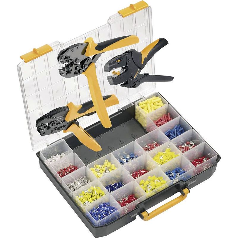 Foto van Weidmüller crimpset pz / cti 9202610000 krimptangset adereindhulzen, geïsoleerde verbinders 14 tot 60 mm² incl. striptang, incl. krimp-assortiment met koffer,