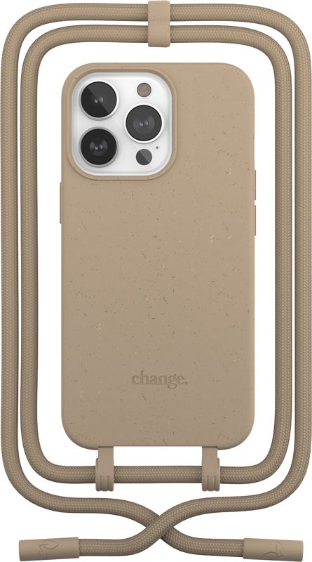 Foto van Change case apple iphone 13 pro back cover met koord bruin