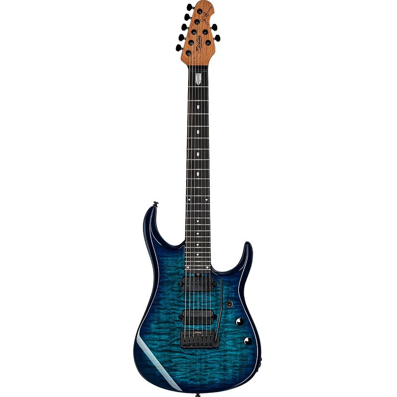 Foto van Sterling by music man jp157d john petrucci signature cerulean paradise 7-snarige elektrische gitaar met deluxe gigbag