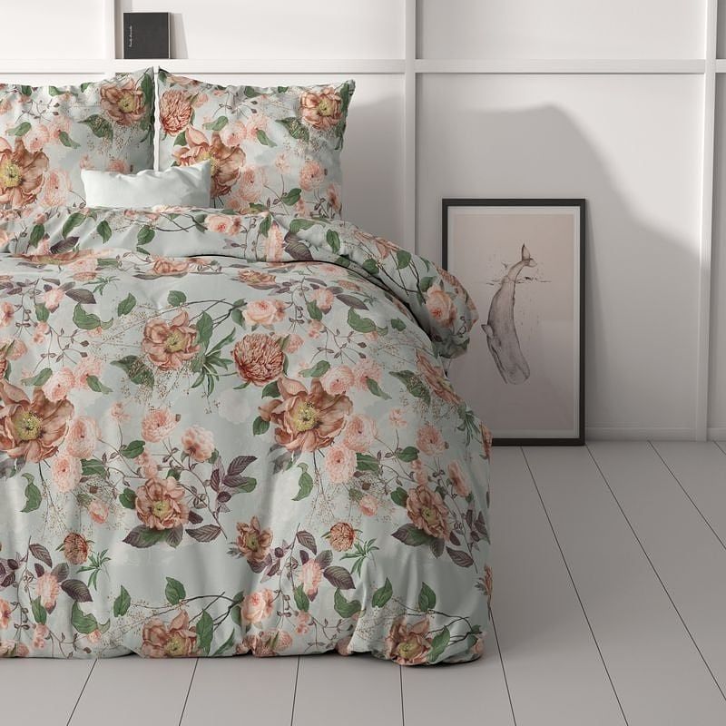 Foto van Dekbedovertrek natury dekbedovertrek - eenpersoons (140x200 cm) - meerkleurig polyester-katoen - dessin: bloemen - sleeptime elegance -