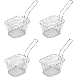 Foto van 4x patat/snack serveermandje/frituurmandje zilver 20 cm - tafeldecoratie - patat/snack serveren in een mandje