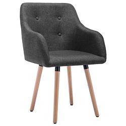 Foto van The living store eetstoelenset modern - armstoelen - donkergrijs - stof/metaal/beukenhout - 55 x 52 x 84 cm