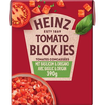 Foto van Heinz tomaten blokjes basilicum & oregano 390g bij jumbo