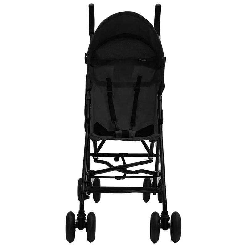 Foto van The living store buggy kinderwagen - 43x64x97 cm - staal en linnen - antraciet/zwart