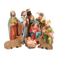 Foto van Kerststal figuren - kerstbeeldjes voor kerststal - set van 9 stuks