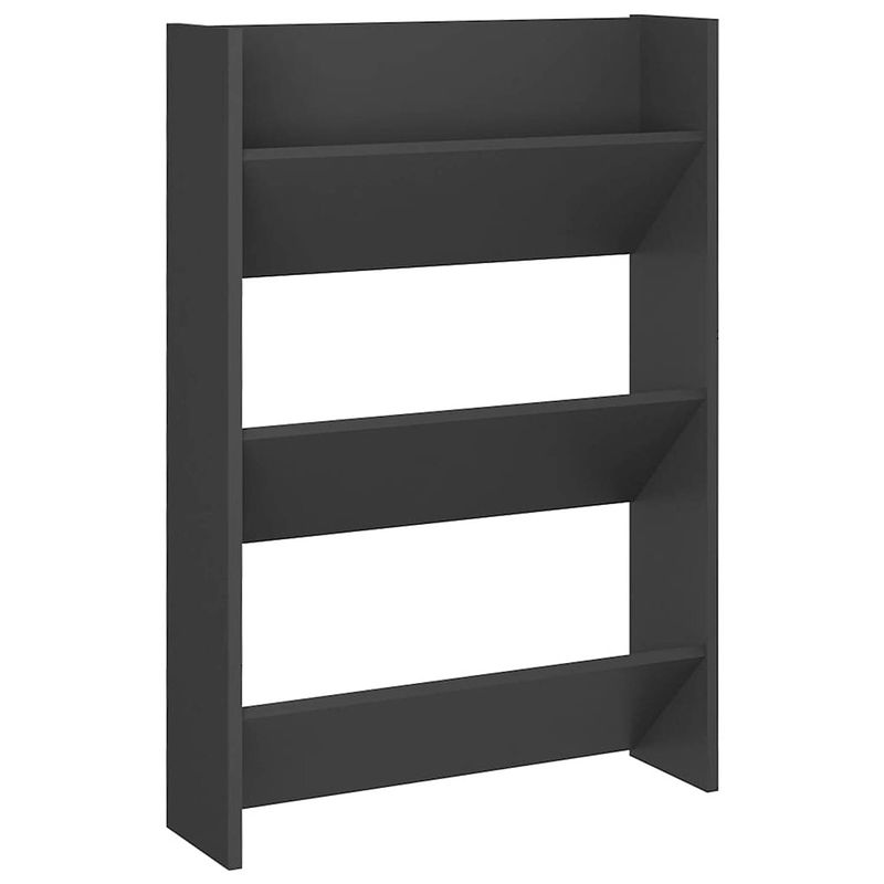 Foto van The living store schoenenkast modern grijs - 60 x 18 x 90 cm - 3 schuine schappen