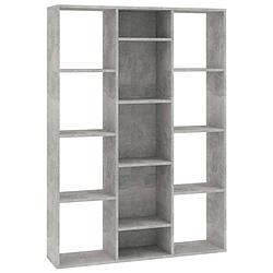Foto van The living store boekenrek betongrijs 100x24x140 cm - met 13 vakken - te gebruiken als boekenkast