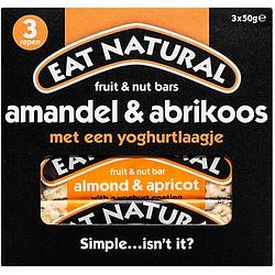 Foto van Eat natural fruit & nut bars amandel & abrikoos met een yoghurtlaagje 3 x 50g bij jumbo