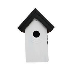 Foto van Houten vogelhuisje/nestkastje 22 cm - zwart/wit dhz schilderen pakket - vogelhuisjes