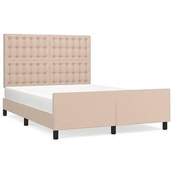 Foto van Vidaxl bedframe met hoofdbord kunstleer cappucinnokleurig 140x190 cm