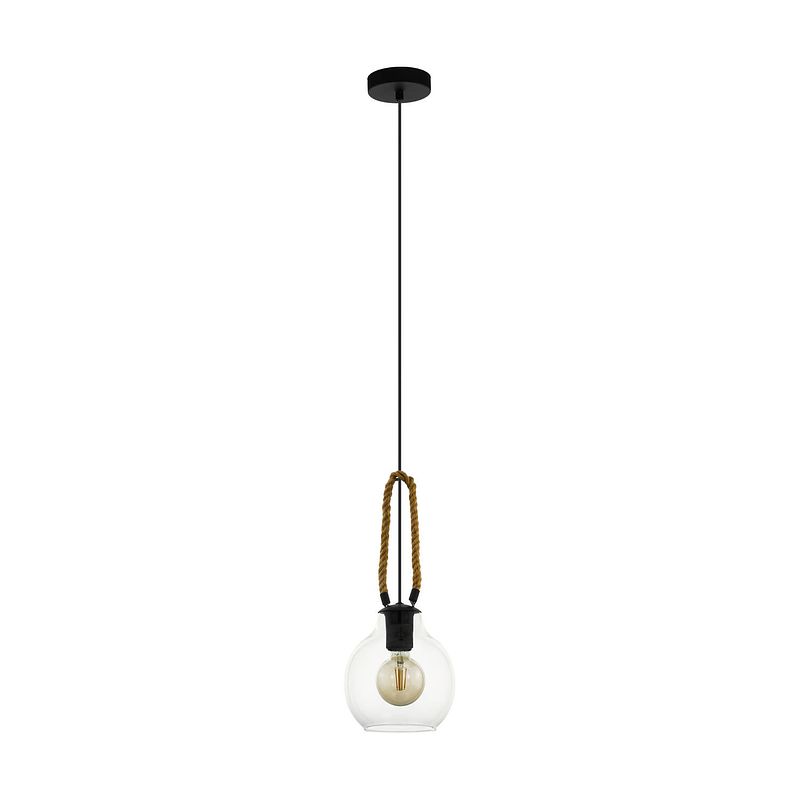 Foto van Eglo roding hanglamp - e27 - ø 18 cm - zwart/bruin