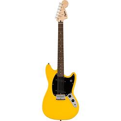 Foto van Squier fsr sonic mustang il graffiti yellow elektrische gitaar