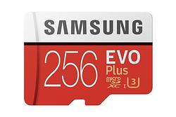 Foto van Samsung evo plus microsdxc 256gb micro sd-kaart rood