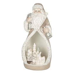 Foto van Clayre & eef kerstdecoratie beeld kerstman 8*7*17 cm grijs kunststof decoratief figuur decoratieve accessoires