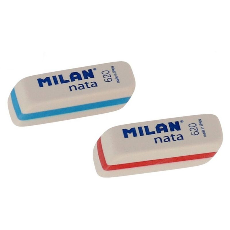 Foto van Milan gummen nata 620 5,6 x 1,9 cm wit/rood/blauw 2 stuks