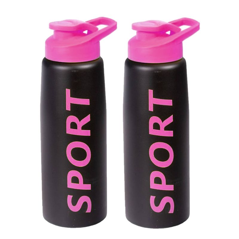 Foto van 2x stuks bidon drinkflessen/waterflessen fuchsia roze 850 ml - drinkflessen