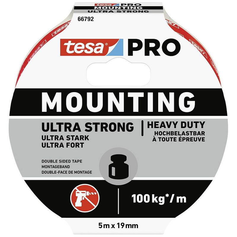 Foto van Tesa mounting pro ultra strong 66792-00001-00 montagetape wit (l x b) 5 m x 19 mm 1 stuk(s)