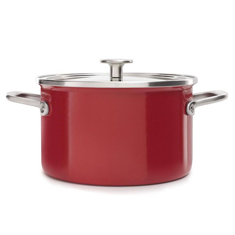 Foto van Kitchenaid kookpan steel core enamel keizerrood - ø 24 cm / 6 liter