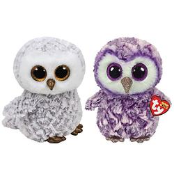 Foto van Ty - knuffel - beanie buddy - owlette owl & moonlight owl