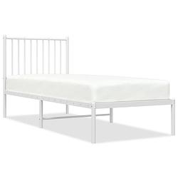 Foto van Vidaxl bedframe met hoofdbord metaal wit 75 x 190 cm