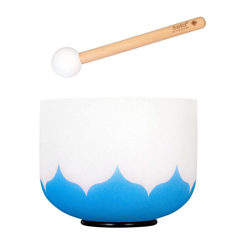 Foto van Sela 8" crystal singing bowl lotus 440 hz g blue (throat) klankschaal