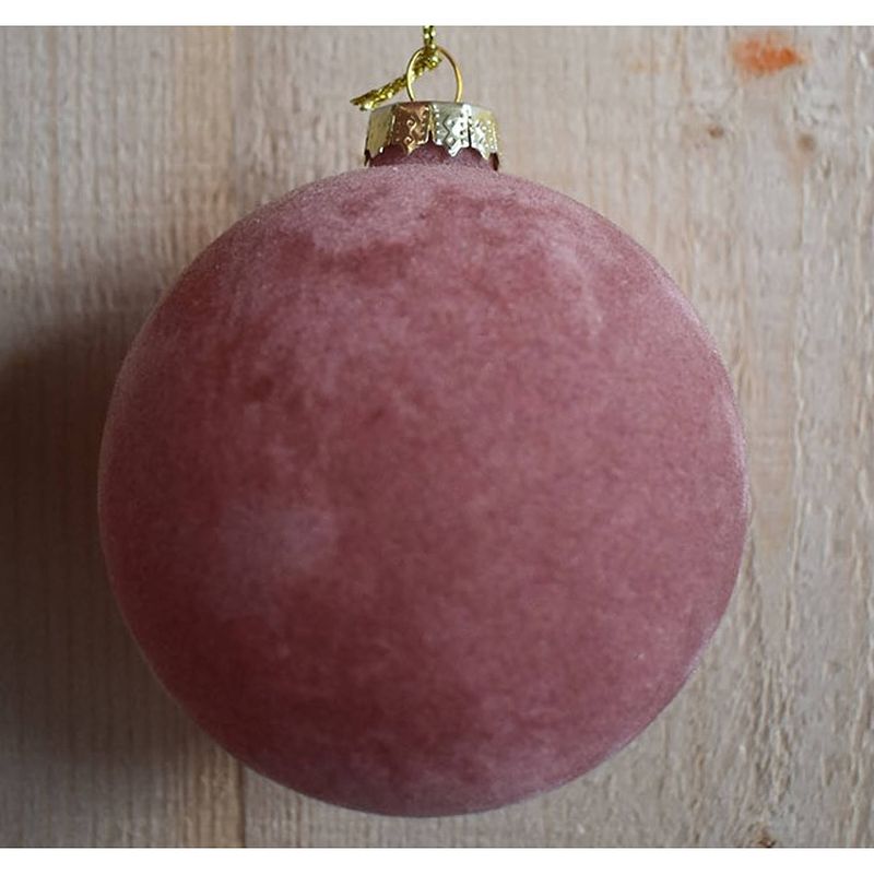 Foto van Hortus - glass flock ball dark pink,