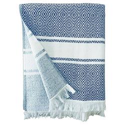 Foto van Badlaken chevron met hammam print blauw/wit voor volwassenen 90 x 160 - strandlakens