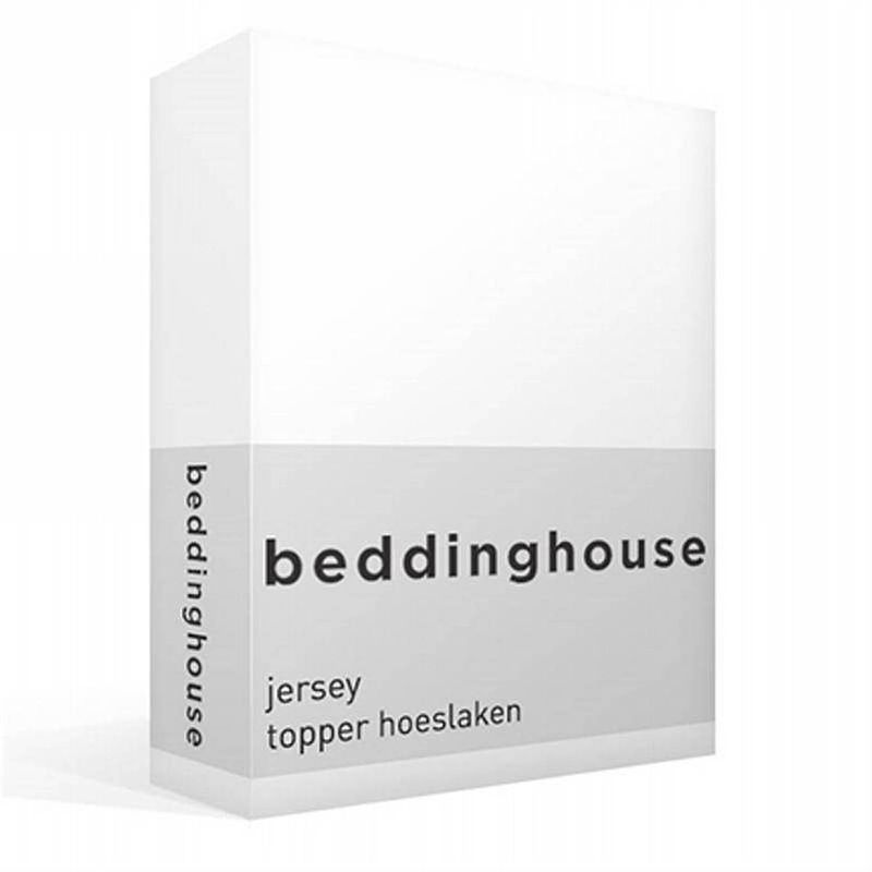 Foto van Beddinghouse jersey topper hoeslaken - 100% gebreide jersey katoen - lits-jumeaux (180x200/220 cm) - white