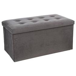 Foto van Atmosphera poef/hocker/voetenbankje - opbergbox - zilvergrijs - pu/mdf - 76 x 38 x 38 cm - poefs