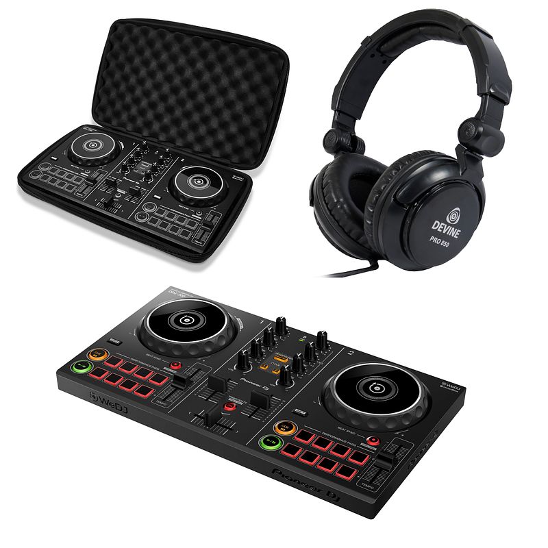 Foto van Pioneer dj ddj-200 + djc-200 flightbag + hoofdtelefoon