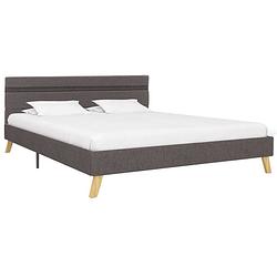 Foto van The living store bed - hoogwaardig gestoffeerd - houten bedframes - afmeting- 211 x 125 x 75 cm - kleur- lichtgrijs