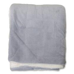 Foto van Wicotex-plaid-deken-fleece plaid espoo grijs 200x240cm met witte sherpa binnenkant-zacht en warme fleece deken.