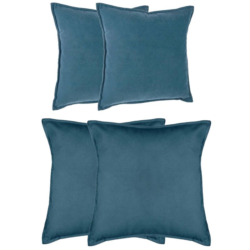 Foto van Bank/sierkussens huiskamer sophia - set 4x stuks - blauw - polyester - met rits - in 2 formaten - sierkussens