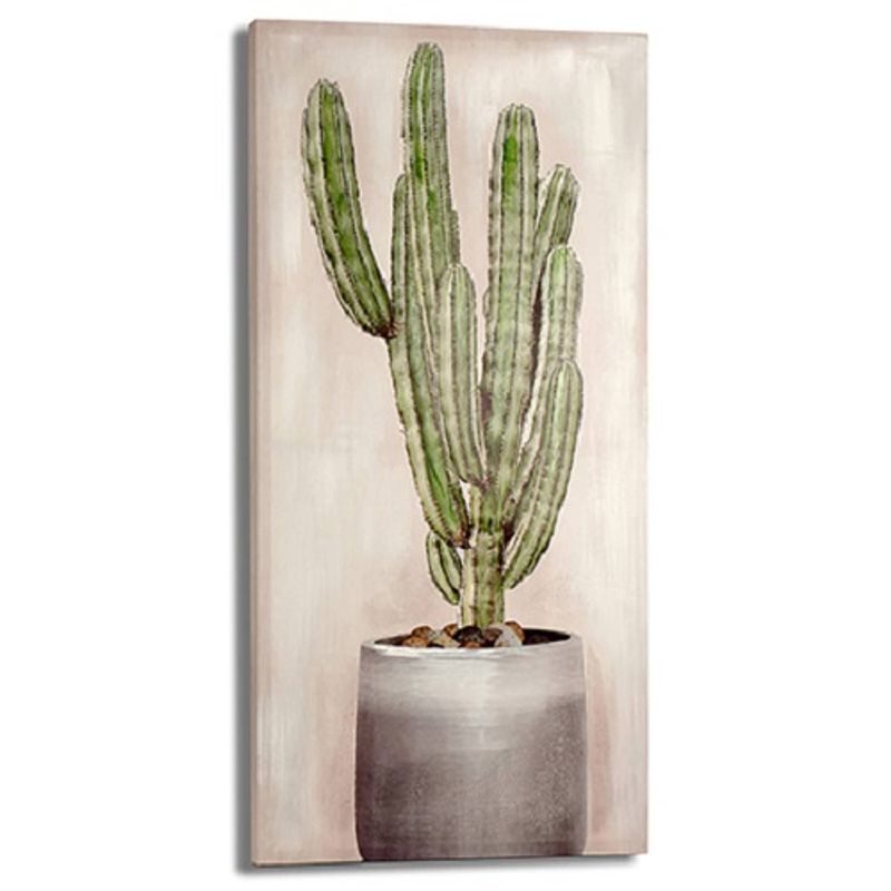 Foto van Giftdecor schilderij cactus recht 50 x 100 cm canvas beige/groen